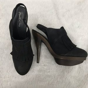 Elizabeth & James Black Grab Suede Leather Heels